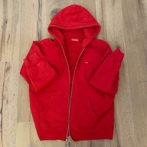 AUTHENTIC RED SUPREME HODDIE ZIP UP